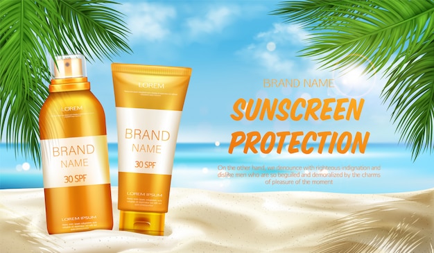 Free vector sunscreen protection cosmetic, banner