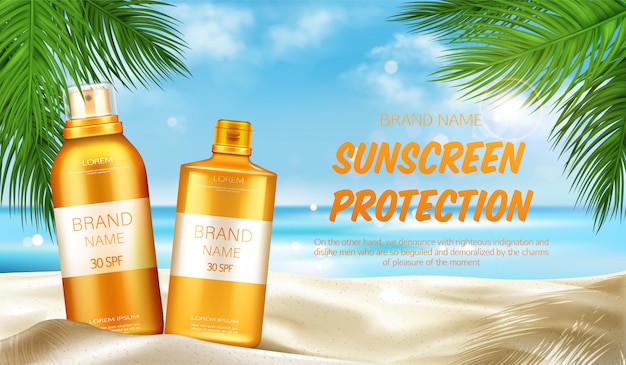 Free vector sunscreen protection cosmetic