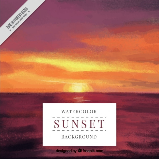 Free Vector sunset background in watercolor style