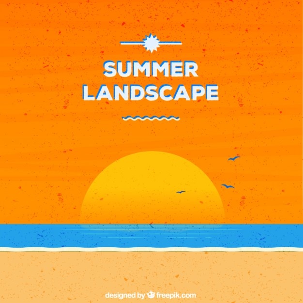 Free Vector sunset on the beach background