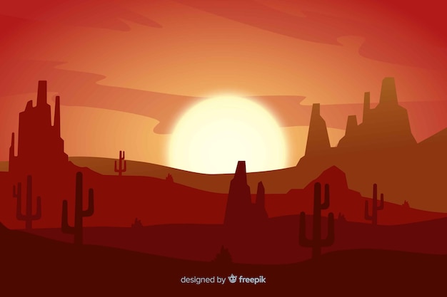 Free Vector sunset desert landscape with gradient colours