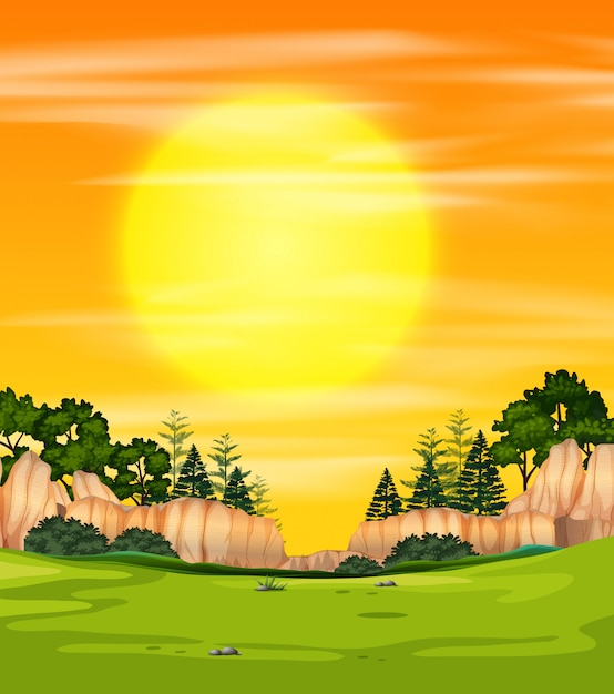 Free Vector a sunset nature view