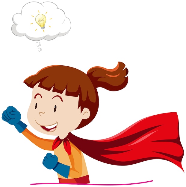 Free Vector a super girl thinking on white background