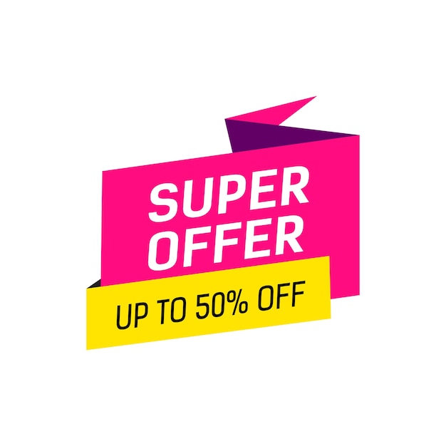 Free Vector super offer lettering on origami bubble