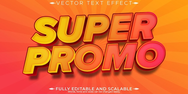 Free Vector super promo text effect editable super and promo customizable font style