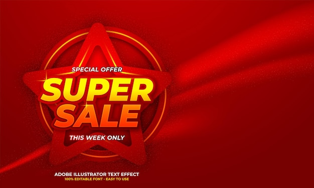 Free Vector super sale editable text effect