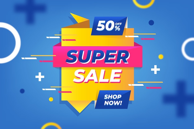 Free Vector super sale in origami style banner