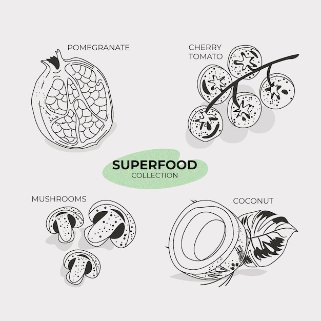 Superfood set hand drawn design