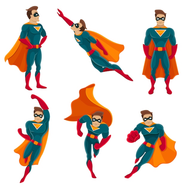 Free vector superhero actions icon set