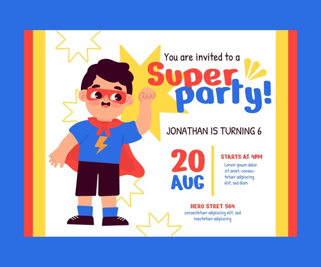 Superhero birthday invitation template