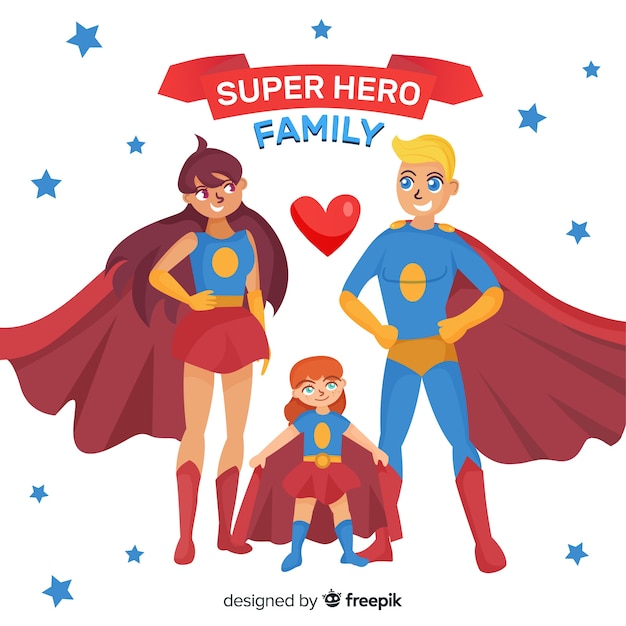 Superhero family concept in flat style