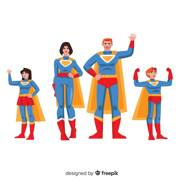 Free Vector superhero family concept