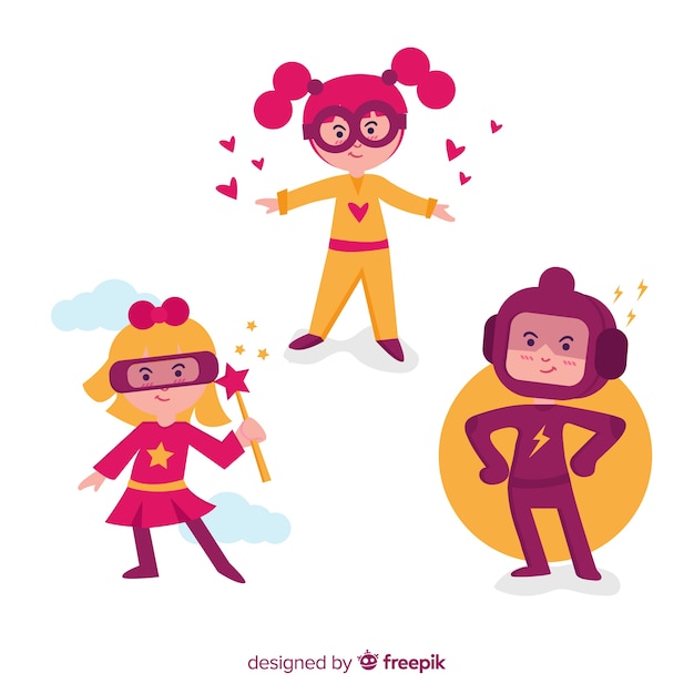 Free Vector superhero kid pack