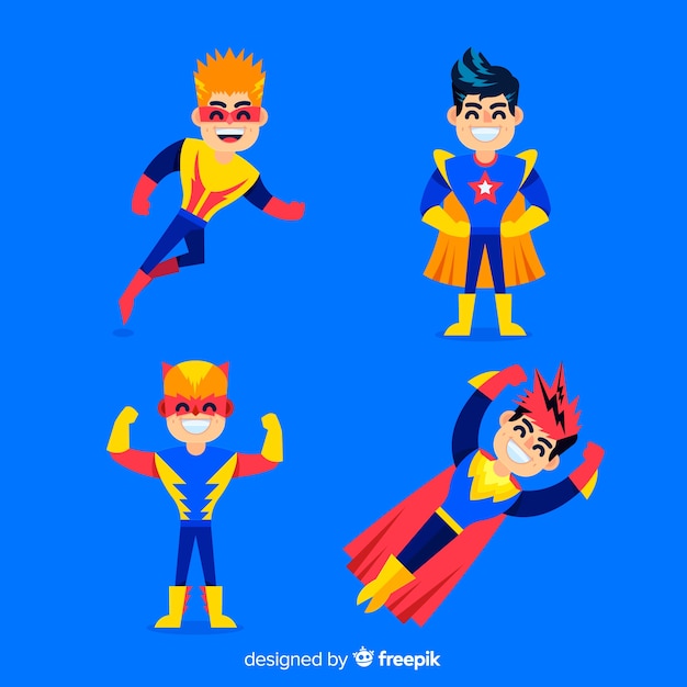 Free Vector superhero kid set