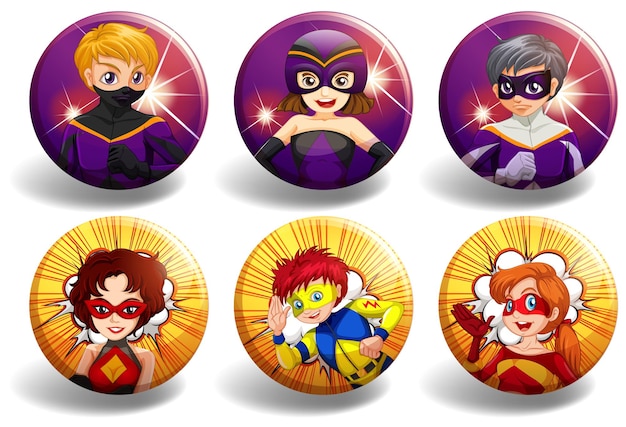 Superhero on round badges