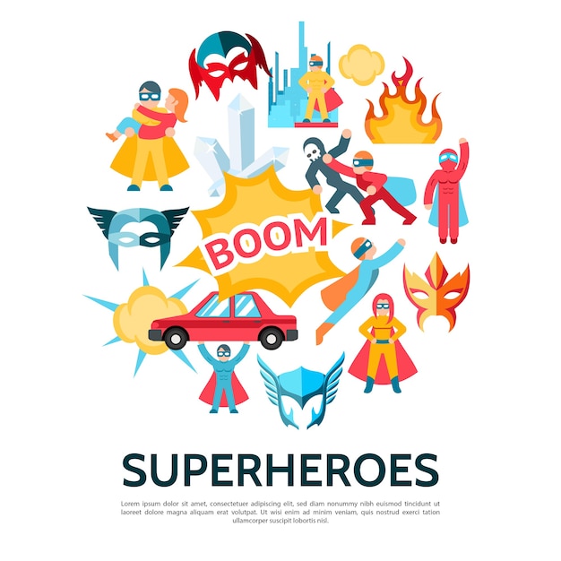 Free vector superheroes elements template in flat style