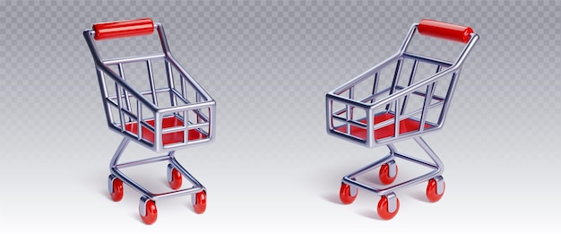 Free Vector supermarket metal cart trolley