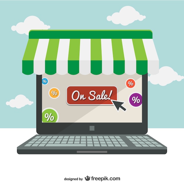 Supermarket online laptop concept illustration 