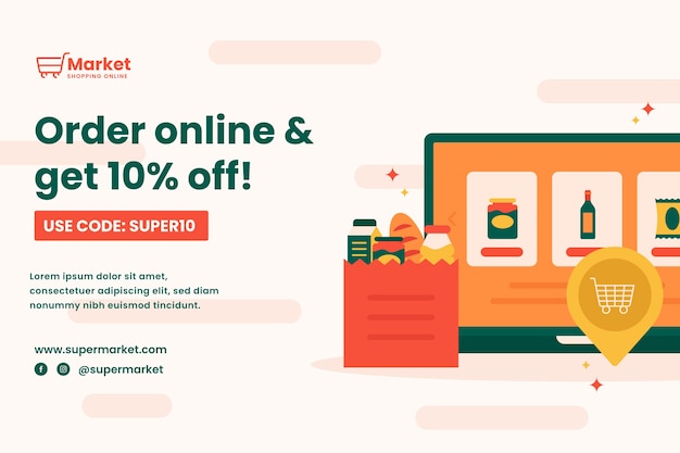 Supermarket sale background with discount