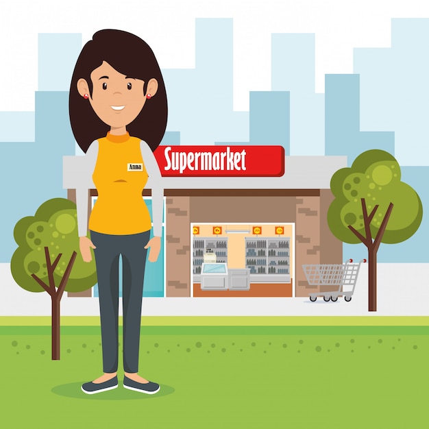 supermarket seller woman character