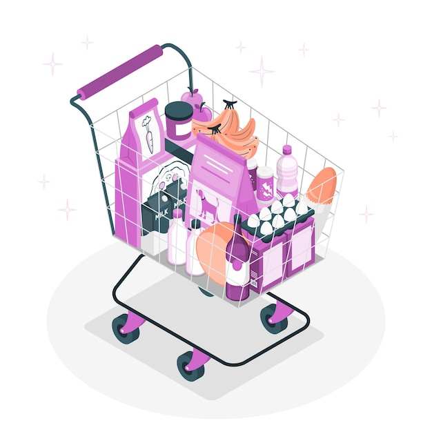 Free Vector supermarket shopping cart concept illustration