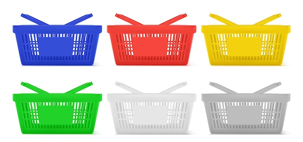 Free Vector supermarket shopping cart set illustration