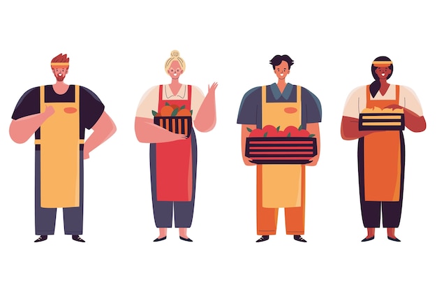 Free Vector supermarket workers collection