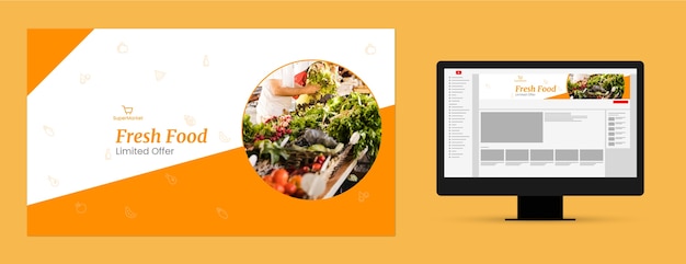Supermarket youtube channel art design template