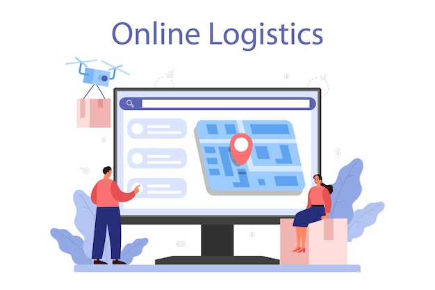 Free vector supply online service or platform b2b idea global logistic and transportation service company as a customer online logistics flat vector illustration