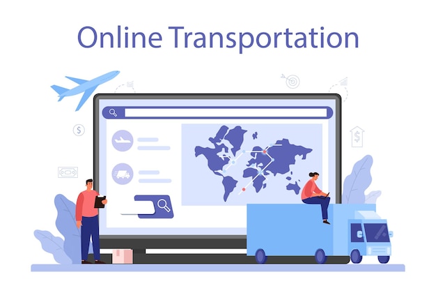 Supply online service or platform B2B idea global logistic and transportation service Company as a customer Online transportation Flat vector illustration