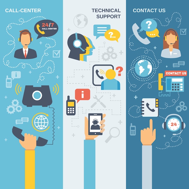 Free Vector support call center banner