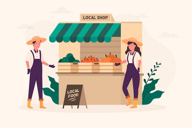 Free Vector support local farmers concept