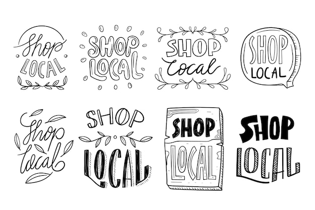 Free Vector support local farmers lettering collection