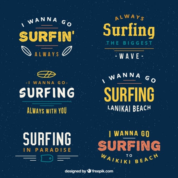 Free Vector surf badges pack 