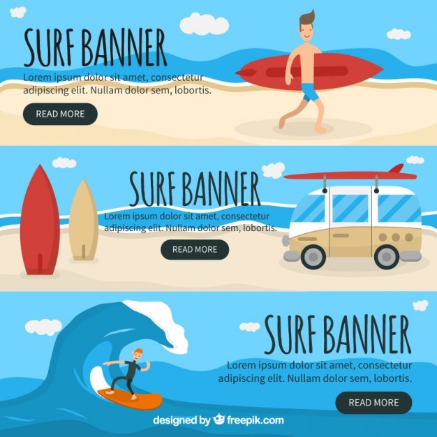 Free Vector surf banner collection