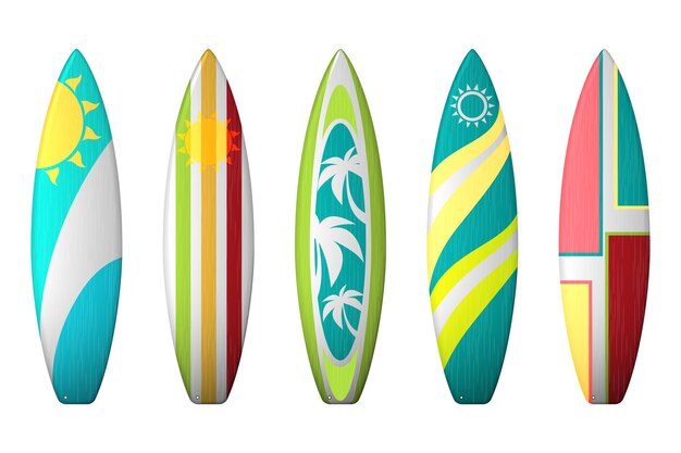 Surf boards designs.   surfboard coloring set.