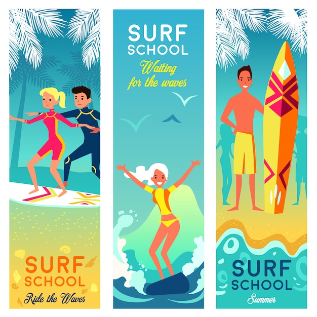 Surf School Vertical Banners