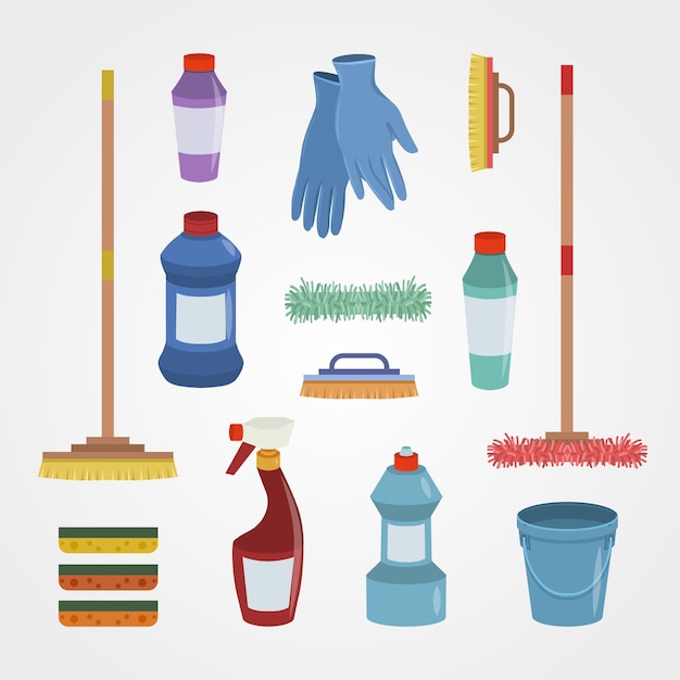 Free vector surface cleaning products set