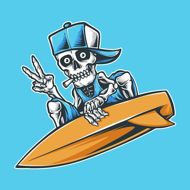 Surfer skull with hat  