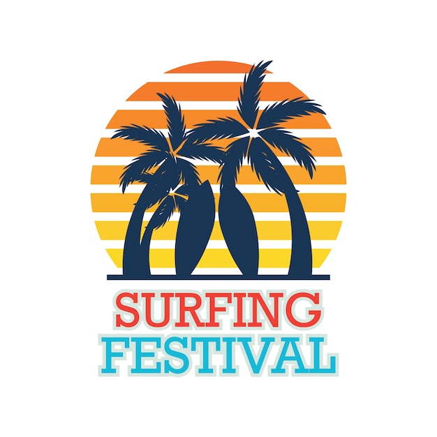 Surfing festival banner for surfing competition. vector illustration