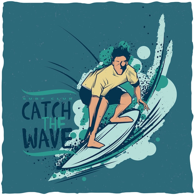 Free Vector surfing label design