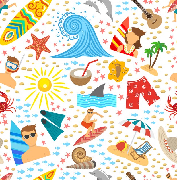 Surfing Seamless Pattern