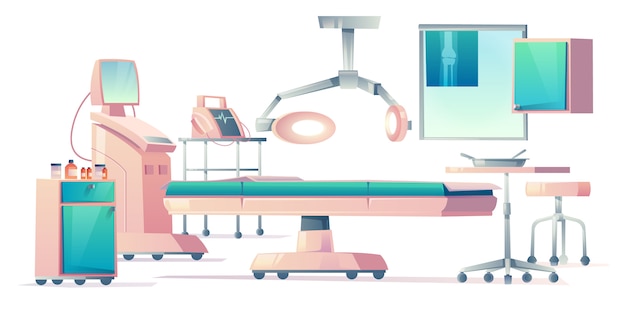 Free vector surgery room, operating medical equipment set