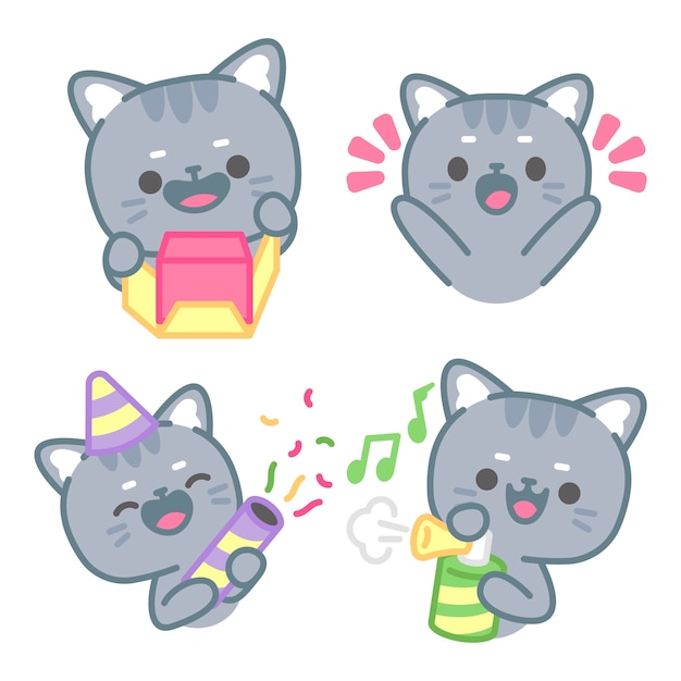 Free Vector surprise stickers collection with tomomi the cat