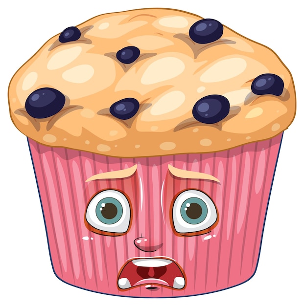 Free Vector surprised blueberry muffin character