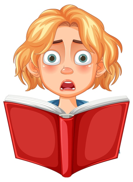 Free vector surprised reader with red book