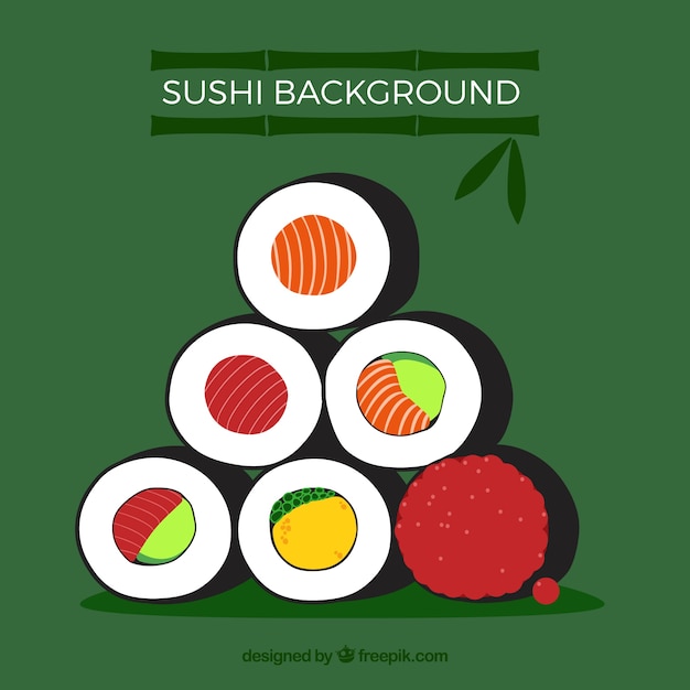 Free Vector sushi background with flat design