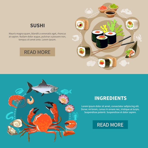 Free Vector sushi banner set