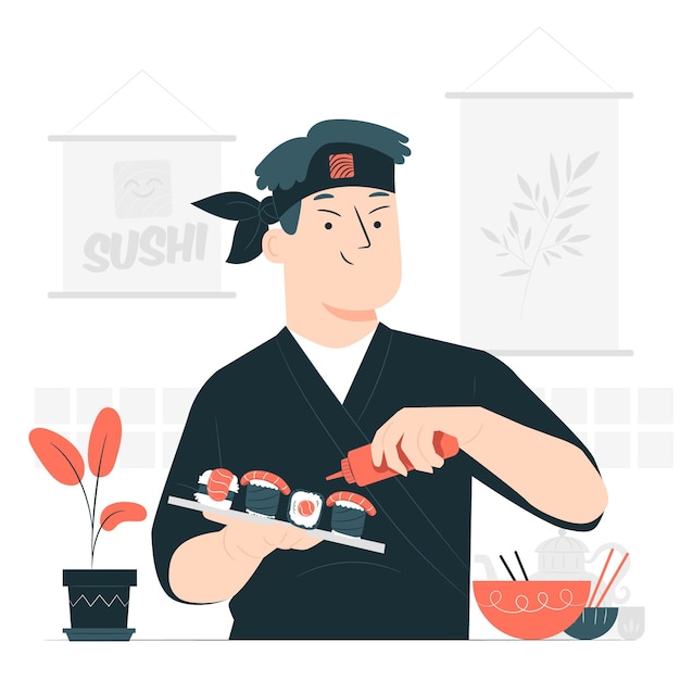 Sushi cook concept illustration