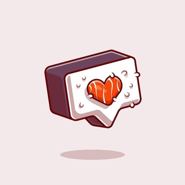 Sushi Love Symbol Cartoon Icon Illustration.